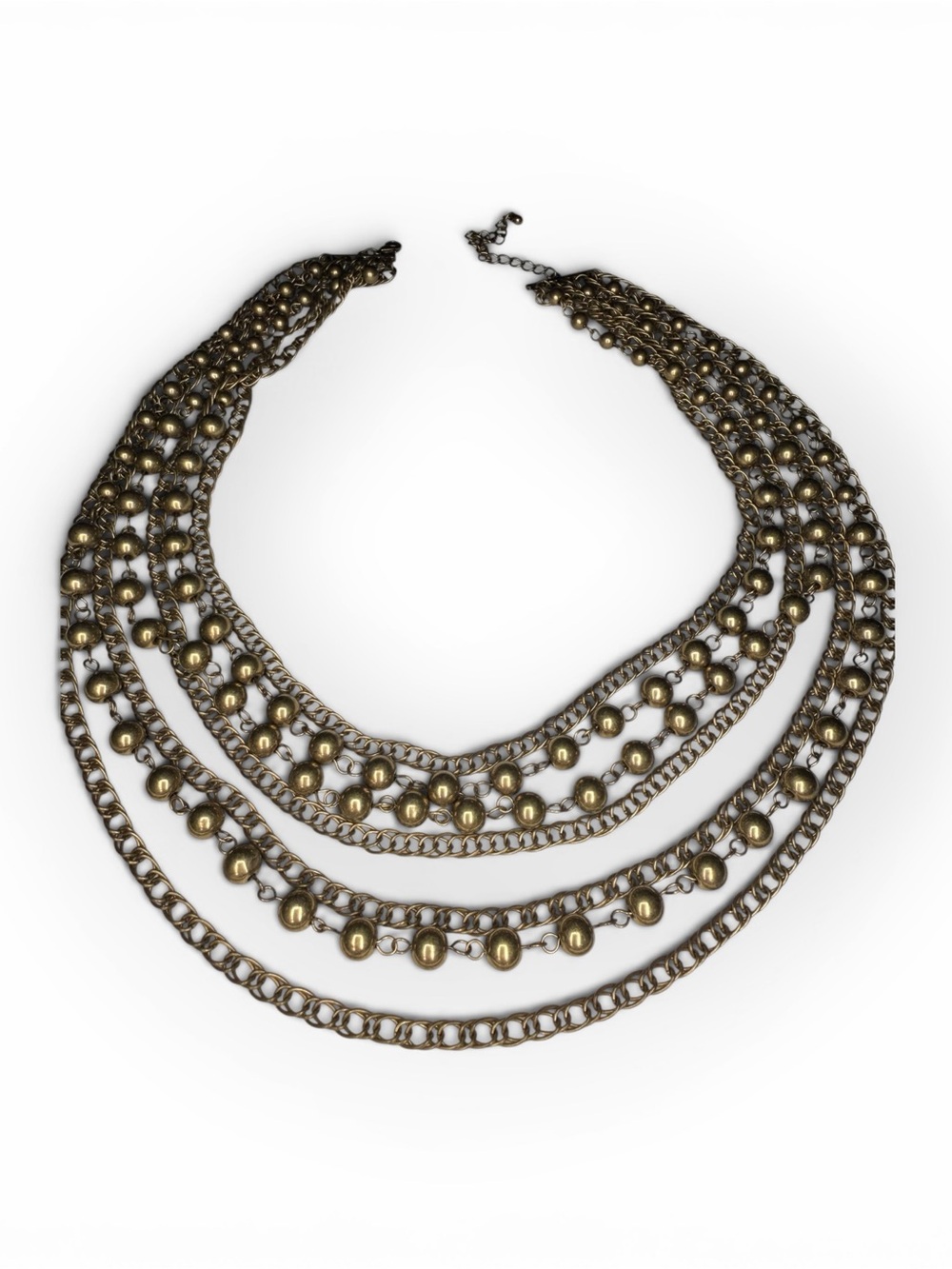 Multi-Row Gold-Tone Beaded Chain Necklace - Women Jewelry